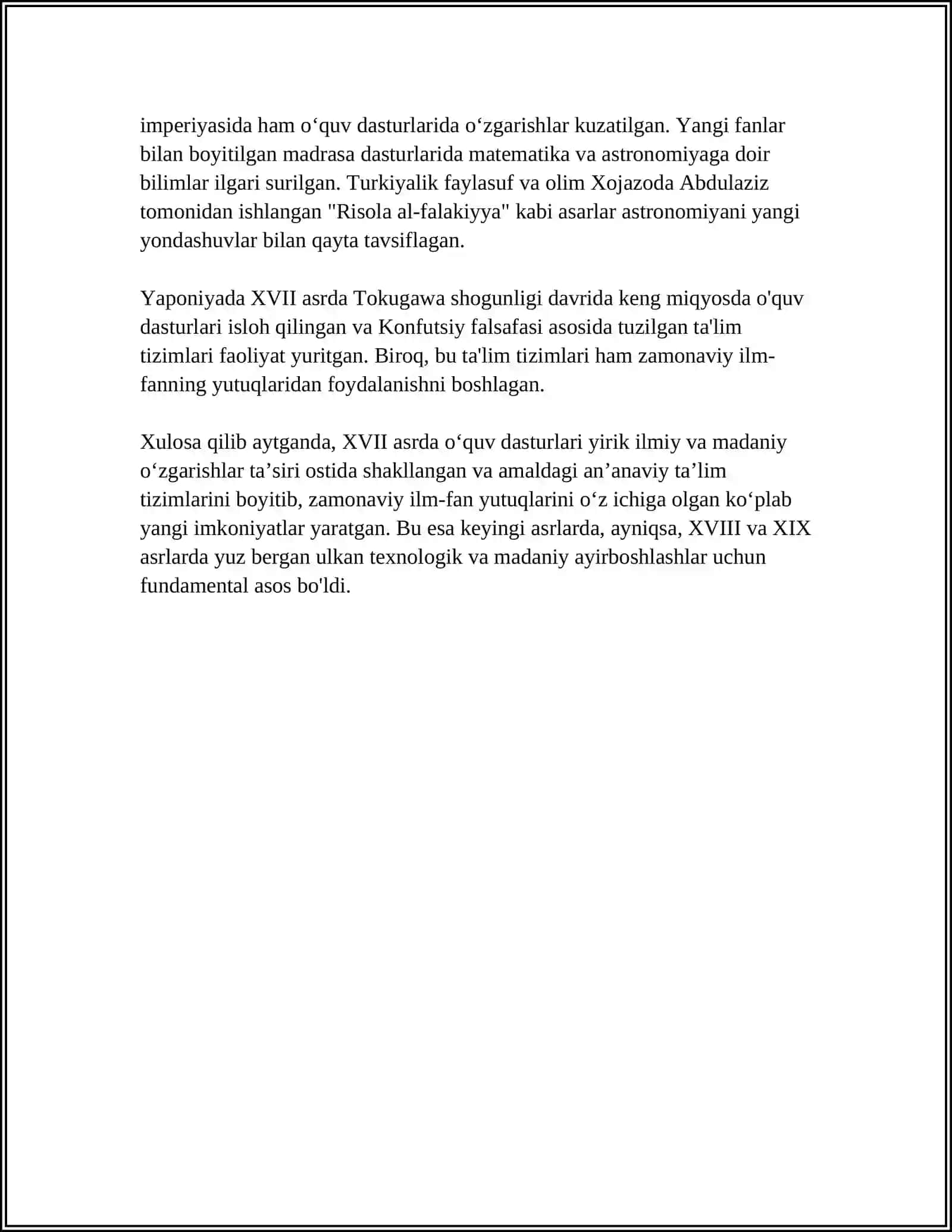 MUSTAQIL ISH Mavzu: XVII ASRDAN XIX ASRNING YARMIGACHA TARBIYA MAKTAB VA PEDAGOGIKA FIKIRLARIRIVOJI 4