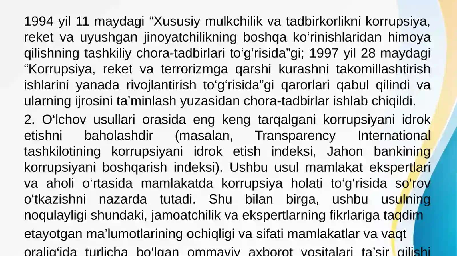 Korrupsiyaga qarshi kurash siyosati 4