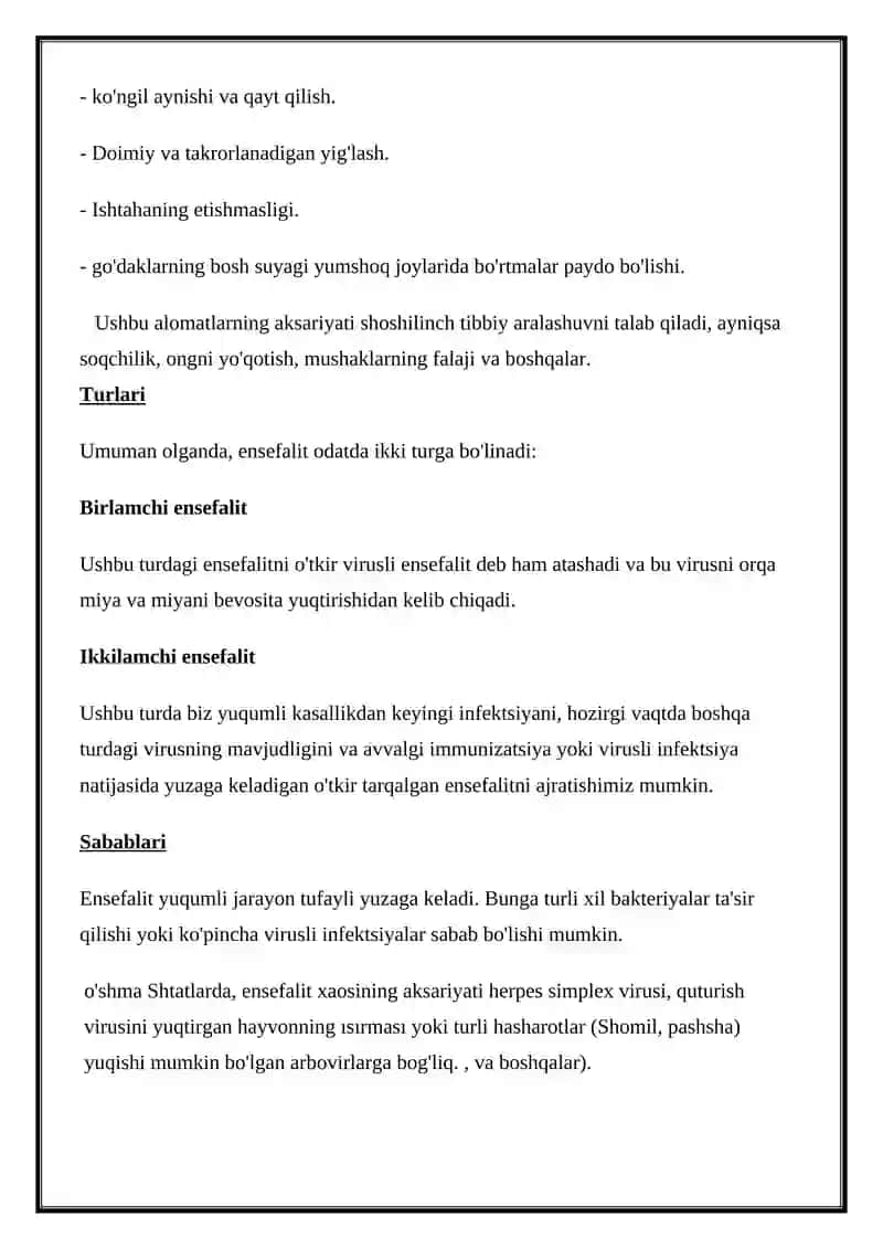 Ensefalit: Belgilari, Sabablari, Davolash Usullari 4