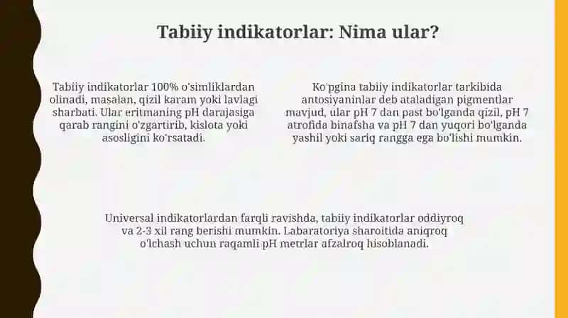 Tabiiy indikatorlar yordamida kislota va ishqorlarni aniqlaymiz 4