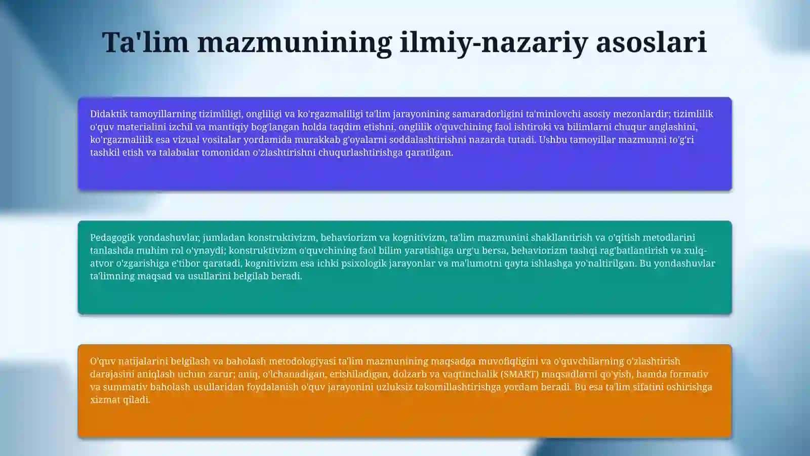 Ta'lim mazmunini  rivojlantirishga oid masalalarni yechimini topish 4