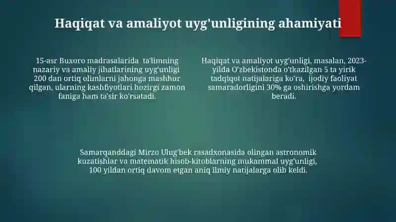 Haqiqat va Amalning Uyğunligi 4