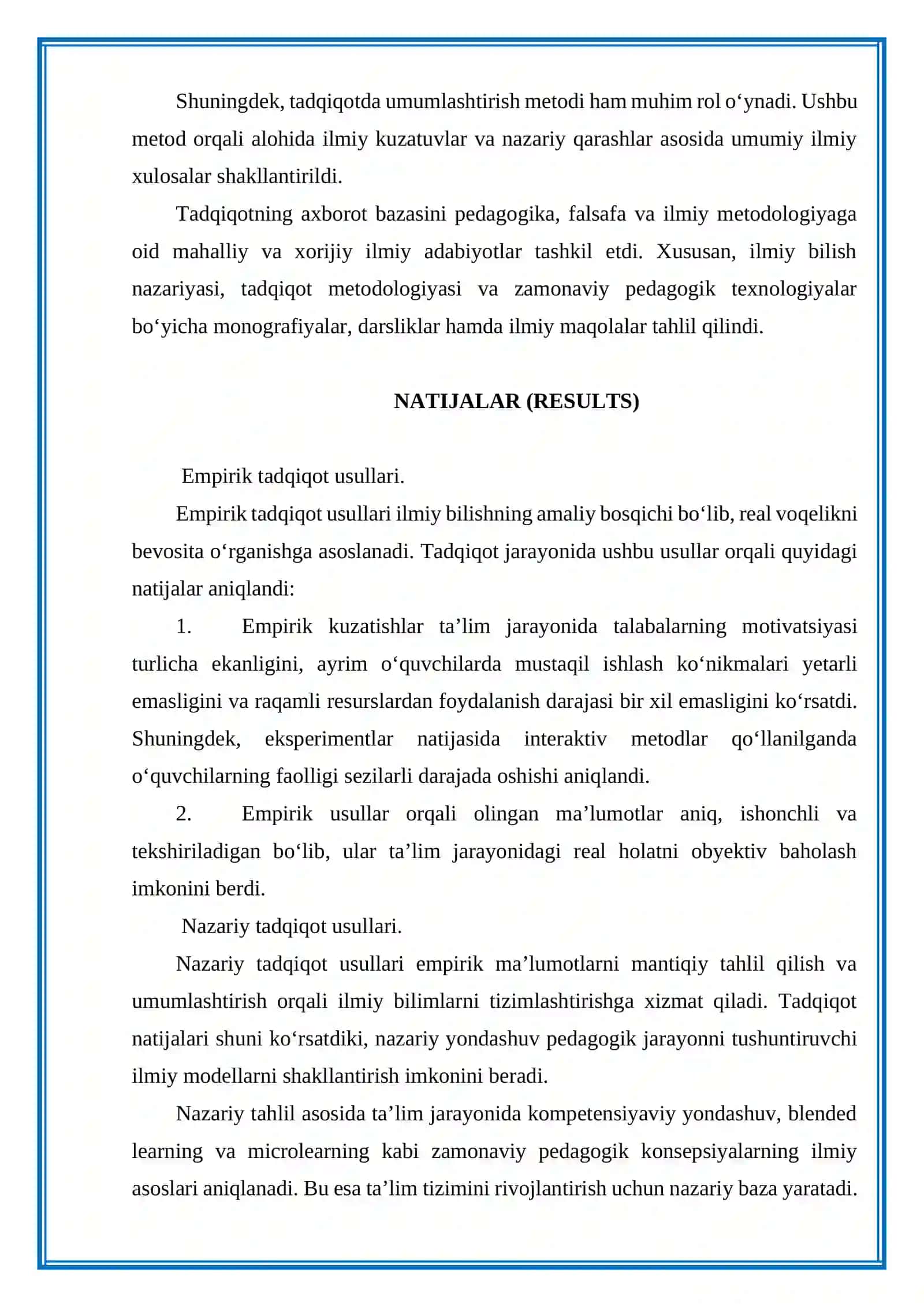 EMPIRIK VA NAZARIY TADQIQOT USULLARINING O‘ZARO FARQI VA AFZALLIKLARI. IMRAD MAQOLA 4