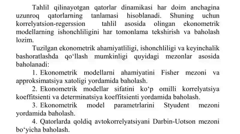 Ekonometrik modellarni baholash 4