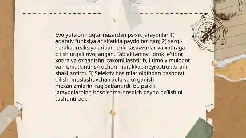 Psixik jarayonlarning vujudga kelishi 4
