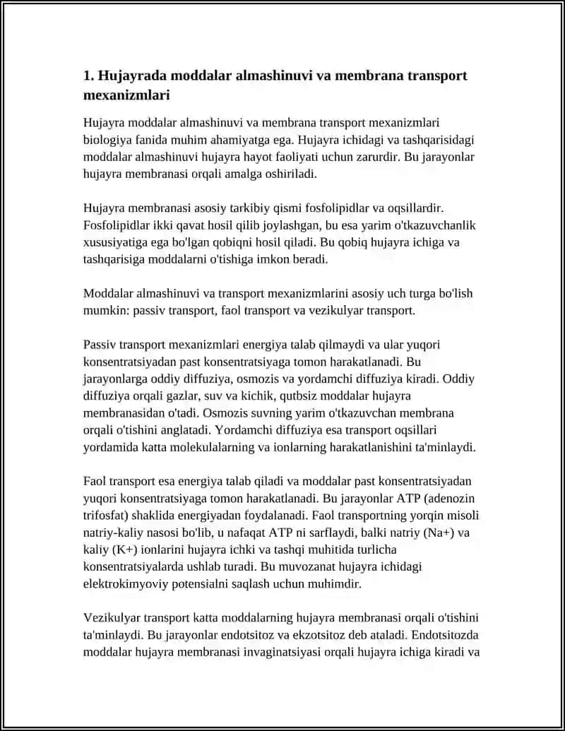 O'QUV-ILMIY ADABIYOTLAR ASOSIDA HUJAYRADA MODDALAR, ENERGIYA VA MA'LUMOTLAR OQIMINI O'RGANISH 4