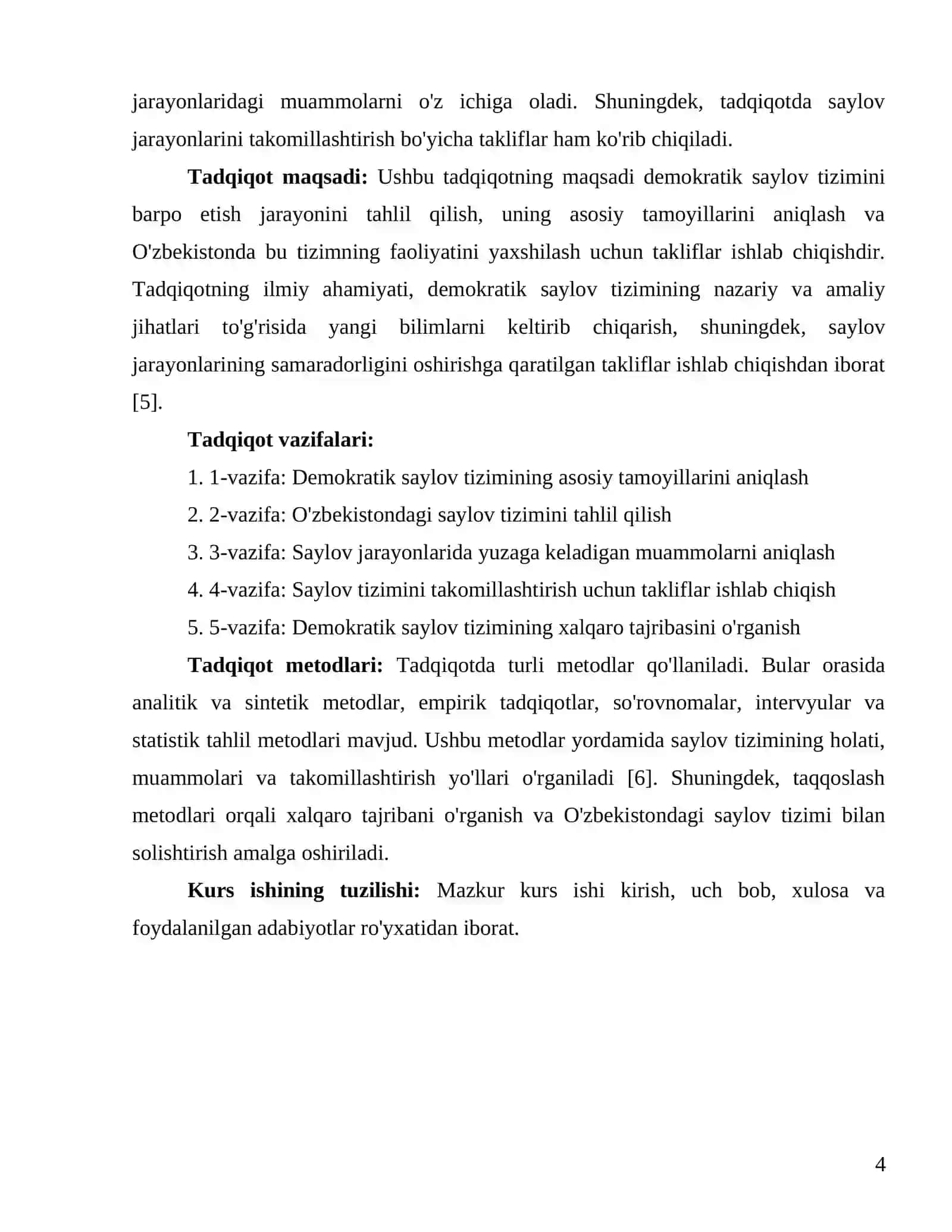"Demokratik saylov tizimining barpo etilishi va uning asosiy tamoyillari" 4
