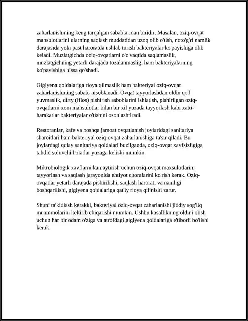 BAKTERIYAL OZIQ OVQAT ZAHARLANISHI 4