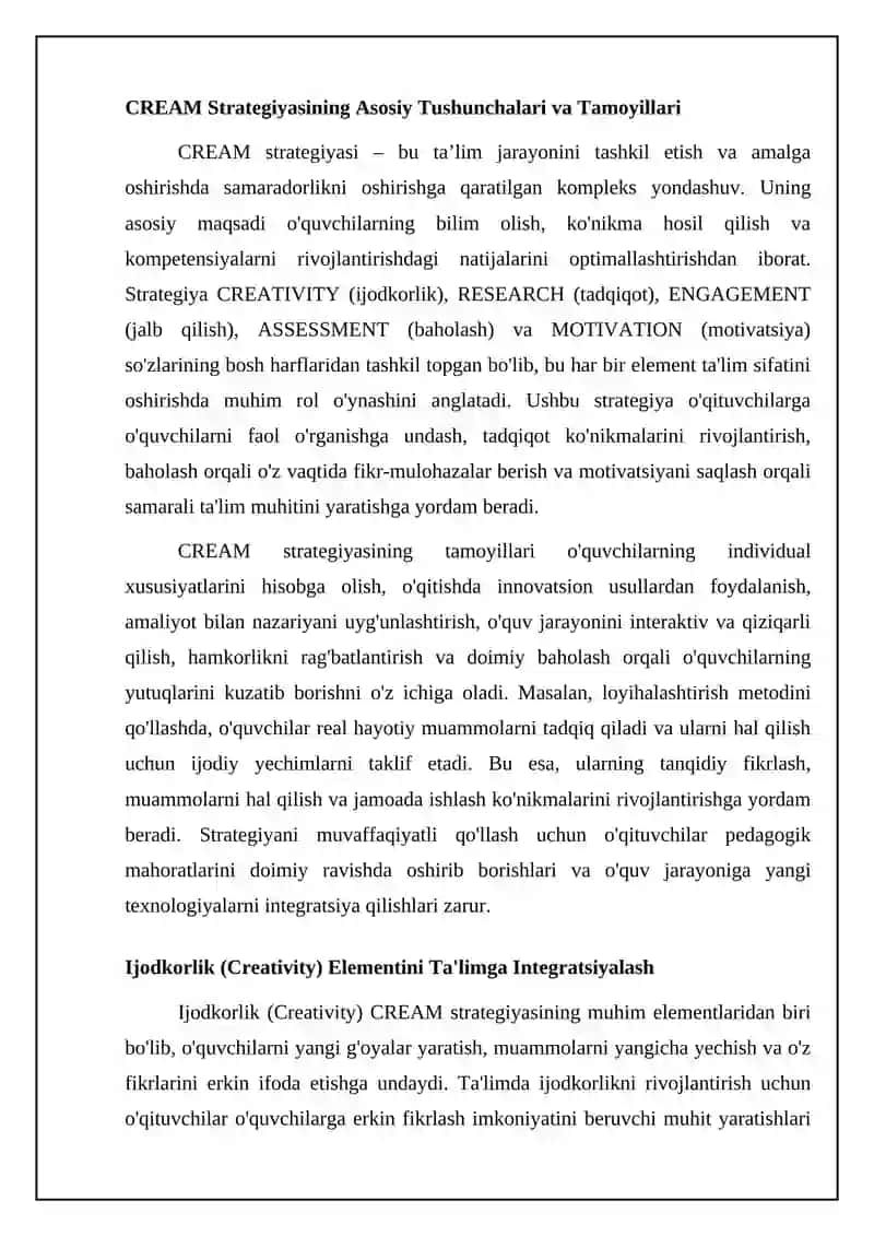 CREAM strategiyasi: Ta'limda samaradorlik kaliti 4