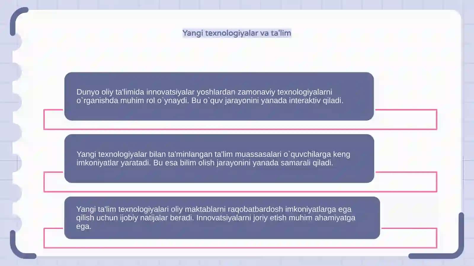 Dunyo oliy ta`limidagi innovatsiyalarni o`rganish 4