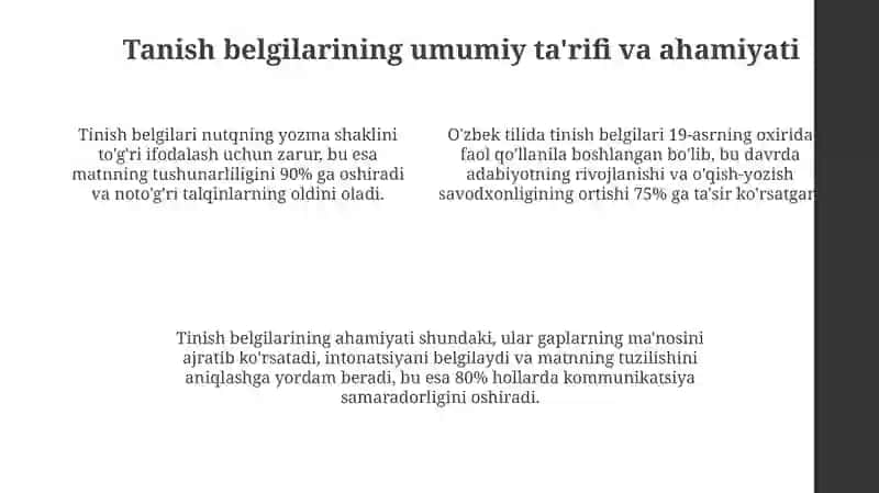 O‘zbek tilida tinish belgilari o‘rganilishi va qo‘llanilishi (10 ta tinish belgi asosida) 4