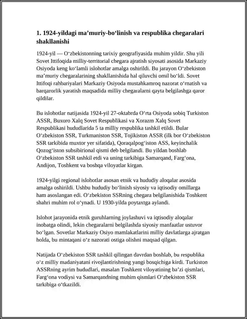 OʻZBEKISTONNING 1924-1991-YILLARDAGI TARIXIY GEOGRAFIYASI 4