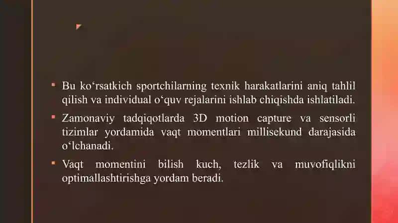 VAQT XARAKTERISTIKALARI VAQT MOMENTI, HARAKATNING DAVOMIYLIGI, HARAKATLAR TEMPI VA RITMI. 4