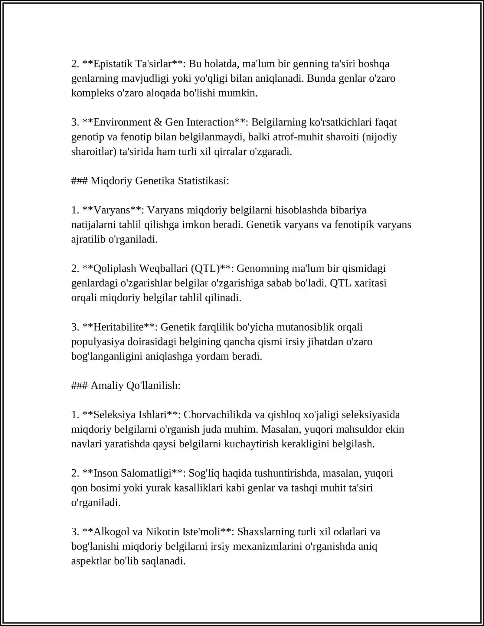 MIQDORIY BELGILARNING IRSIYLANISHIGA KÓRA GENETIK TAHLILLAR. ĜÓZANING AYTIM MORFO-XÓJALIK BELGILARINING KÓRSATGICHLARINI ANIQLASH VA ULARNI STATISTIK QAYTA ISHLASH 4