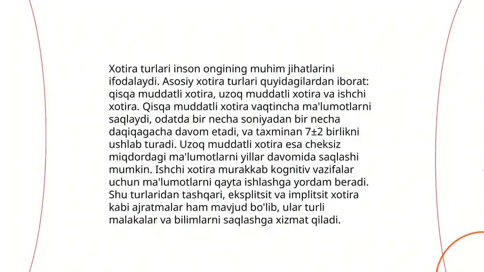Xotira haqida tushuncha va uning nerv-fiziologik asosi 4