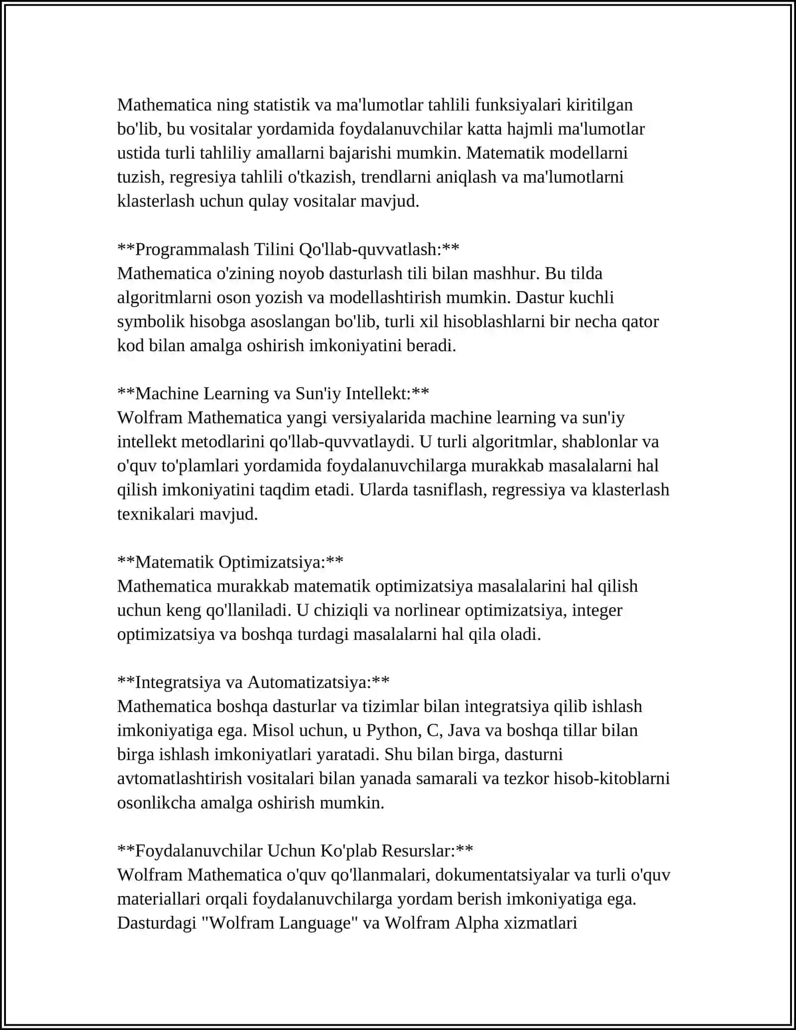 WOLFRAM MATHEMATICA SIMULYATSIYA MUHITI HAQIDA TUSHUNCHA BERING 4