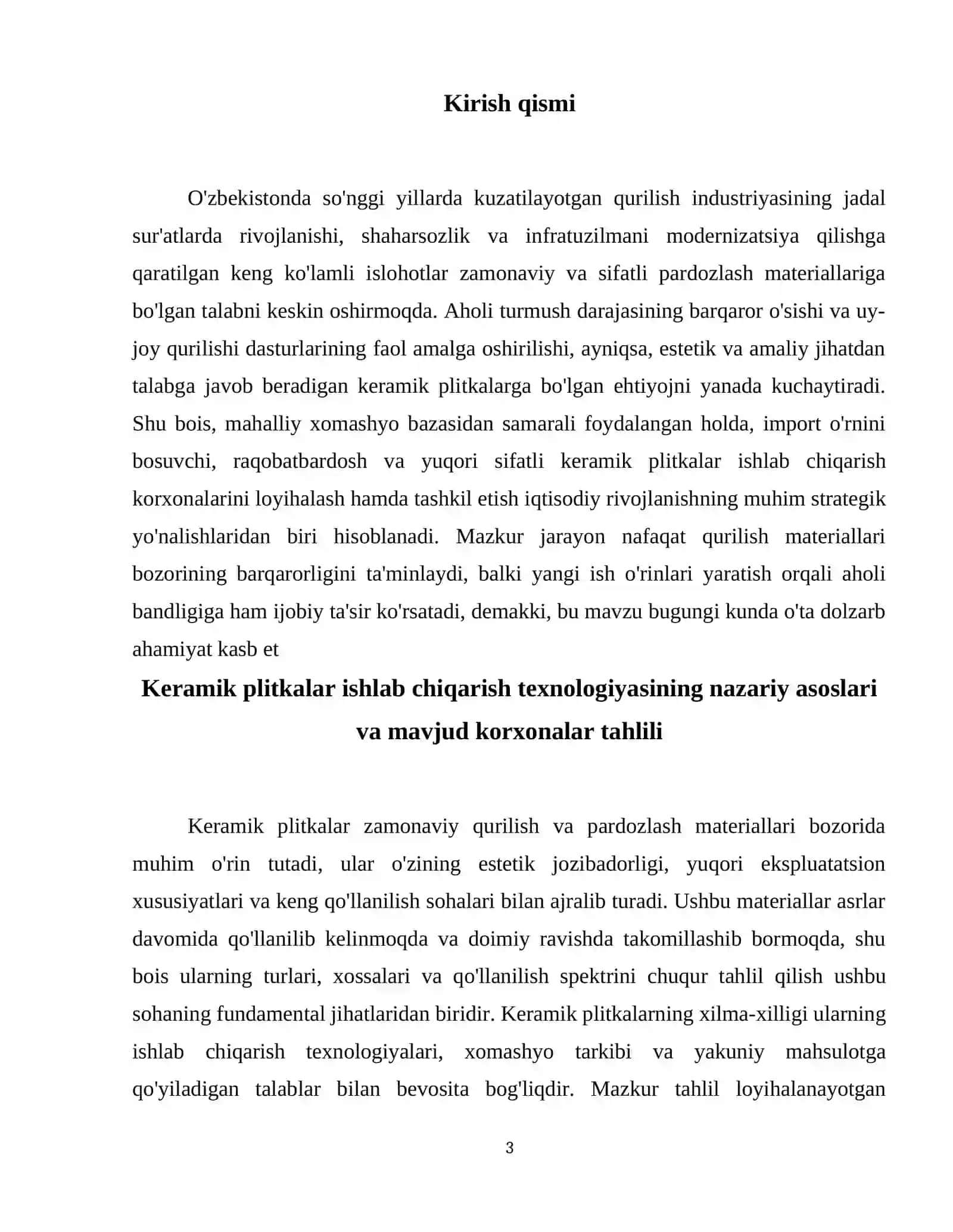 Keramik plitkalar ishlab chiqarish korxonasini loyihalash 4