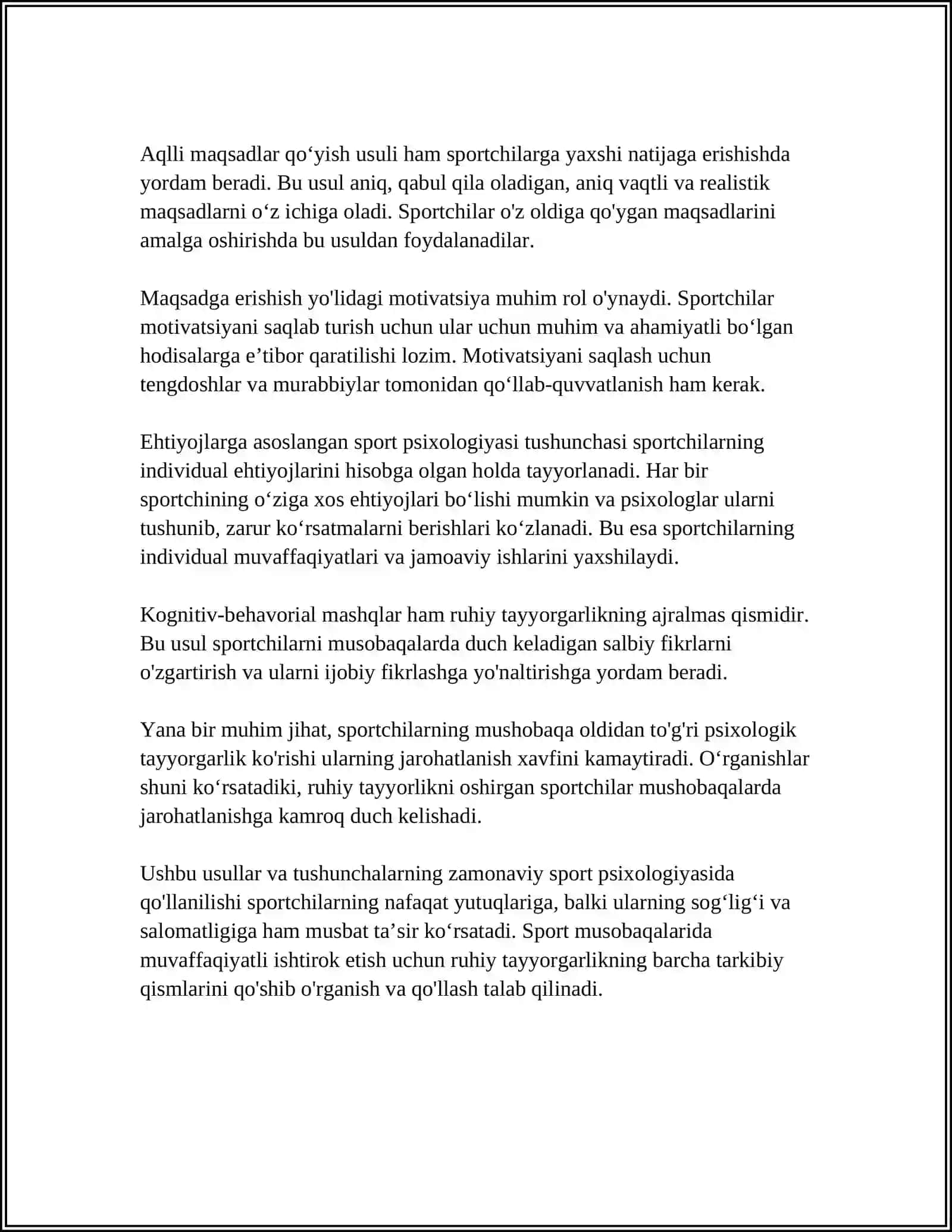 SPORT MUSOBAQALARI PISIXALOGYASI 4