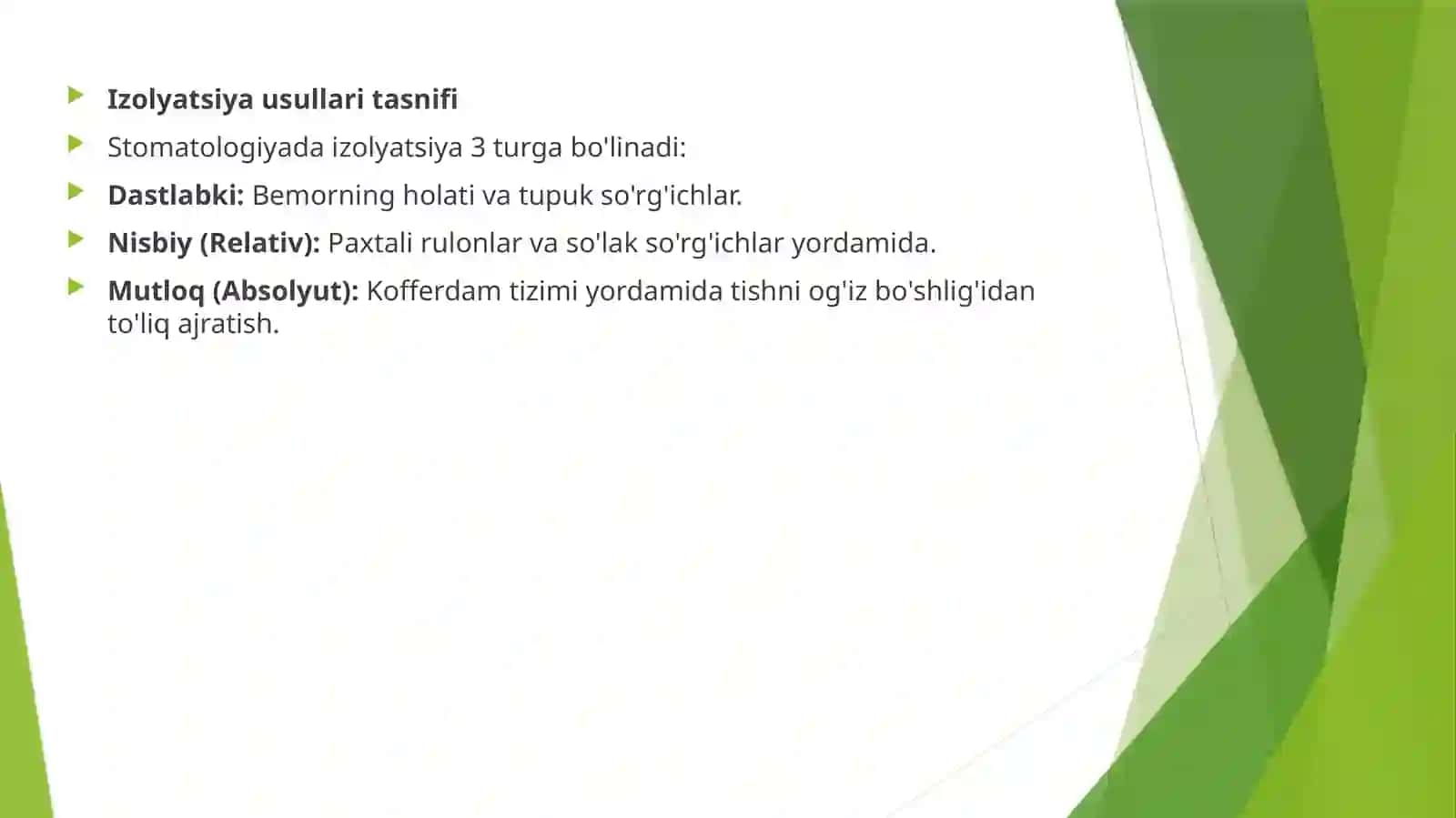 Stomatologiyada Ishmaydoni Izolyatsiya Usullari 4