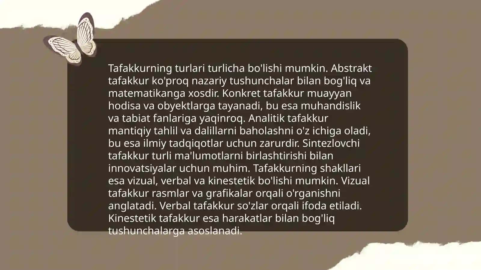 Tafakkur va ong. Tafakkur va muloqot 4