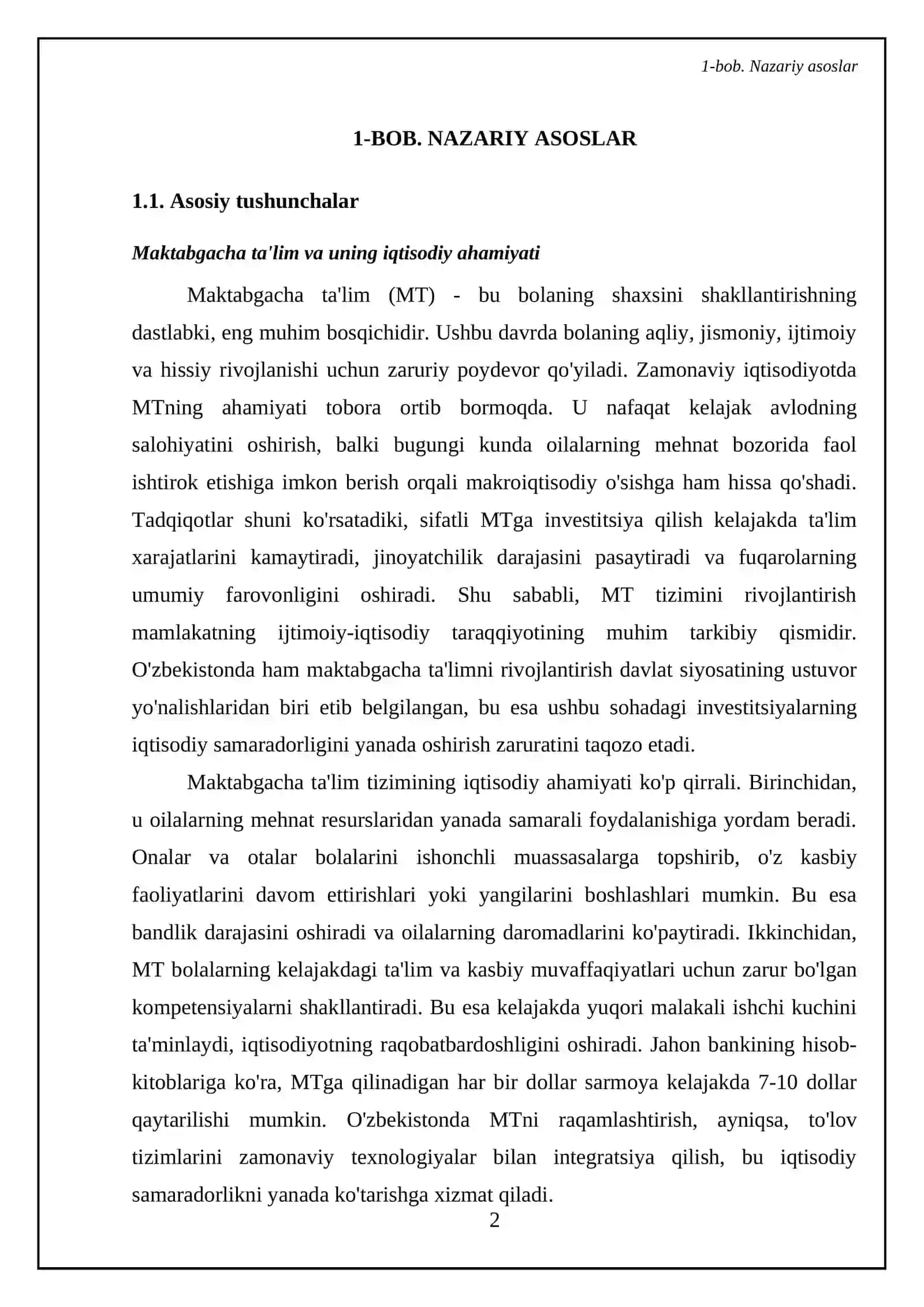 Maktabgacha ta’lim to‘lov tizimini raqamlashtirish orqali moliyaviy imkoniyatlardan foydalanish darajasini oshirish 4