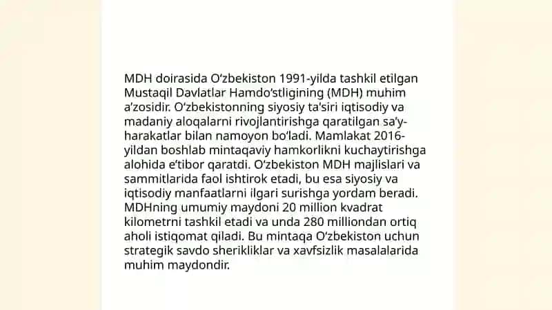 O'zbekistonning MDHdagi iqtisodiy hamkorliklari 4