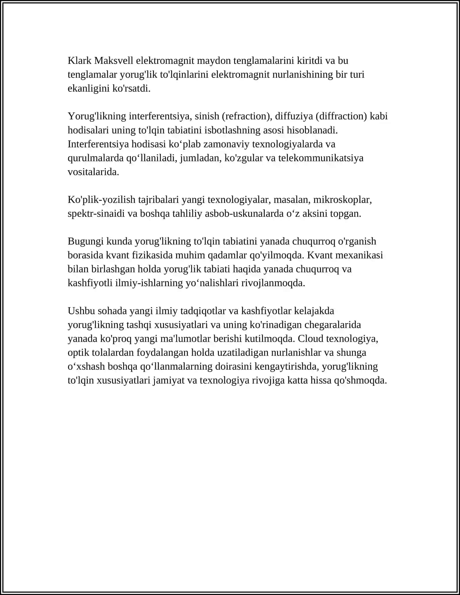 OPTIKA. YORUG'LIKNING XOSSALARI. NADIOAKTIVLIK 4