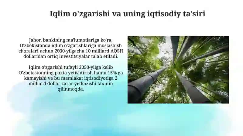 Yashil iqtisodiyotga investitdiyalar va ekalogik lohihalar samaradorligi 4