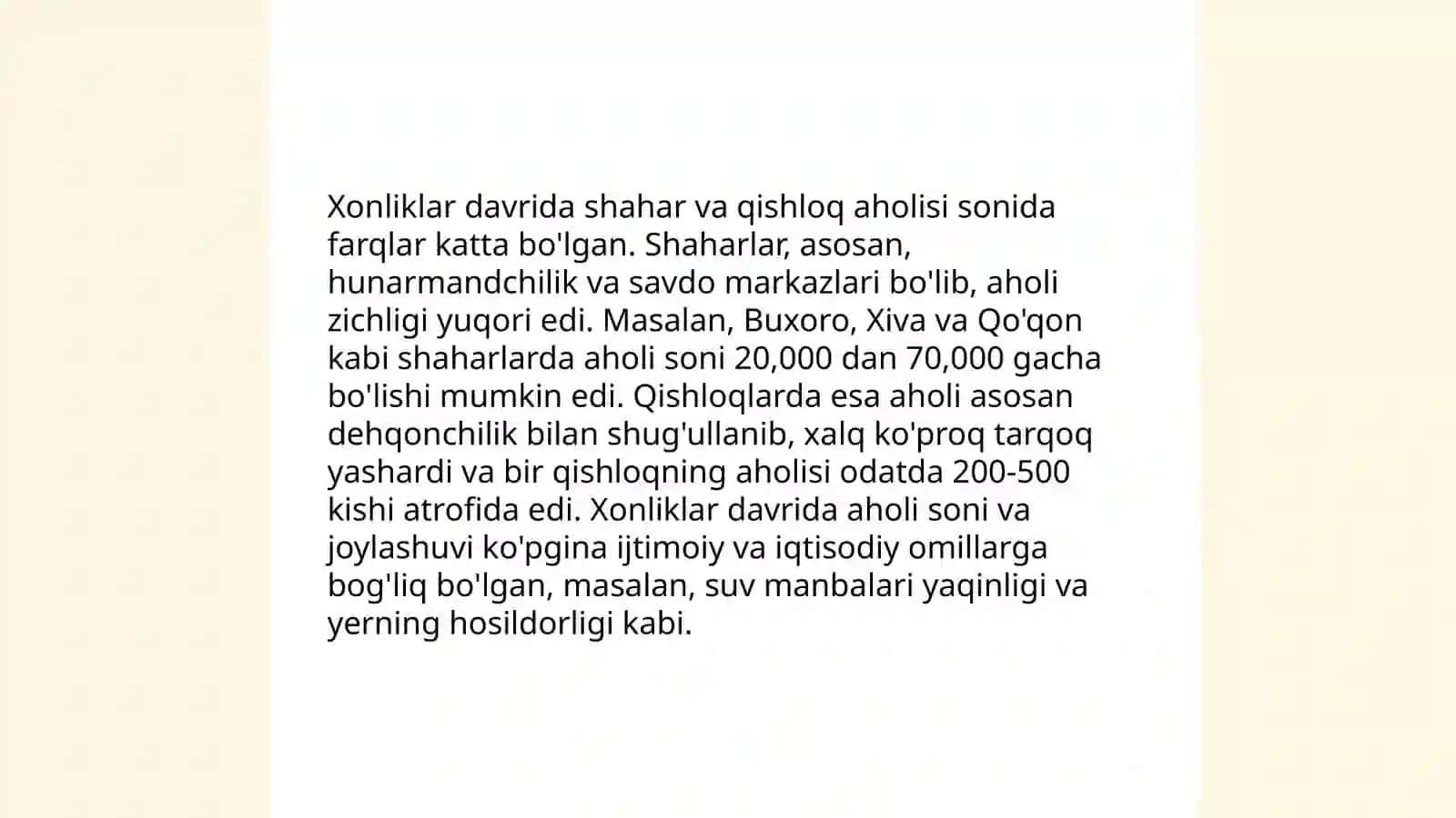 Oʻrta Osiyo xonliklari aholisi va iqtisodiy geografiyasi 4