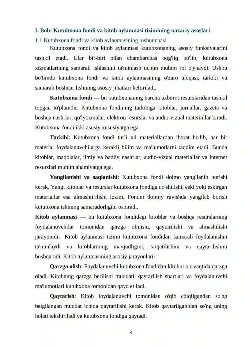 Kutubxona fondi va kitob aylanmasi tizimi 4
