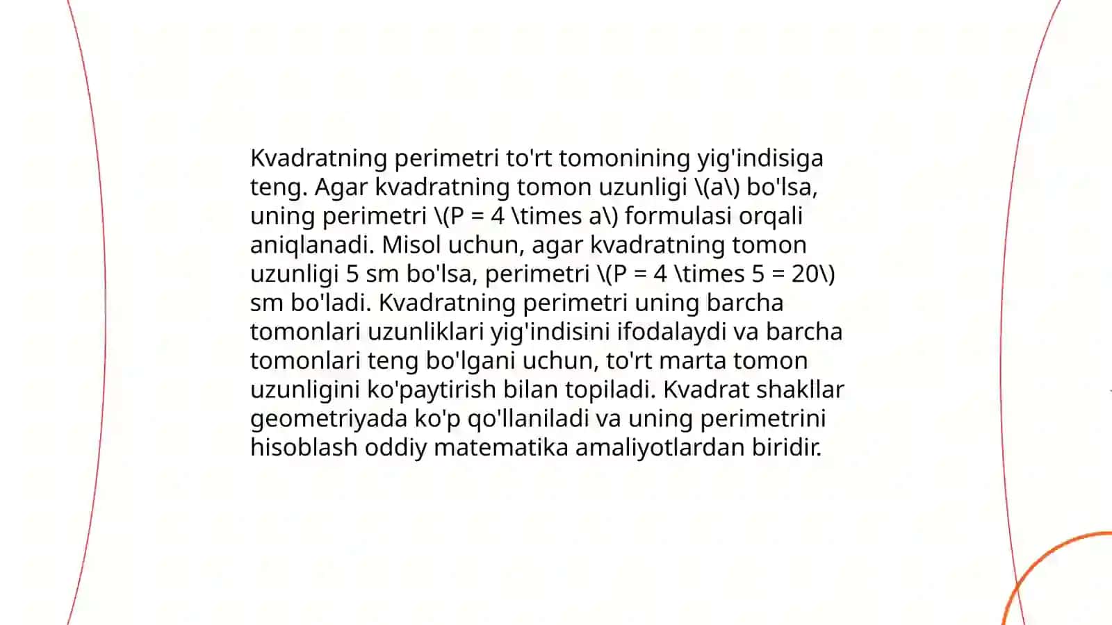 Boshlangʻich sinfda perimetr va yuza tushunchalari 4