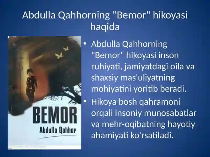 Abdulla Qahhorning "Bemor" hikoyasi 4