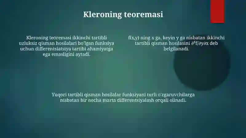 Yuqori tartibli xususiy hosilalar 4