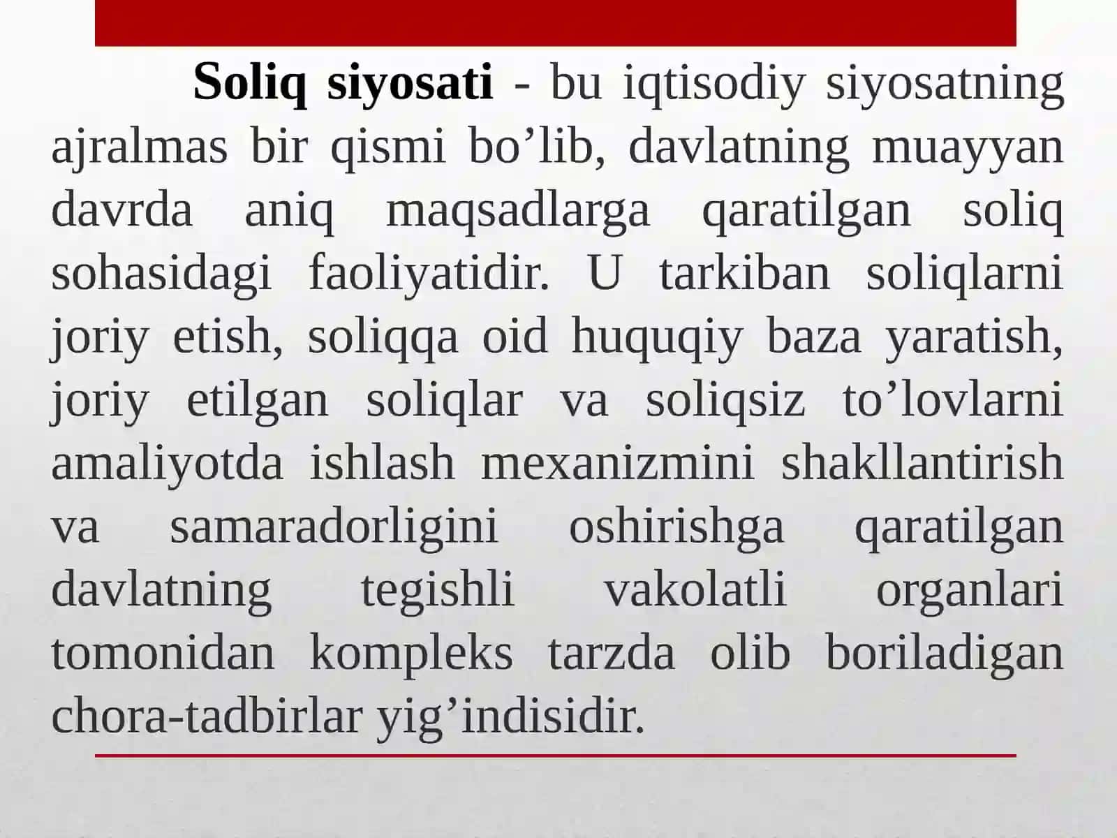 Oʻzbekiston Respublikasi soliq siyosatini takomillashtirish kontseptsiyasining mazmun-mohiyati va ustuvoryoʻnalishlari 4