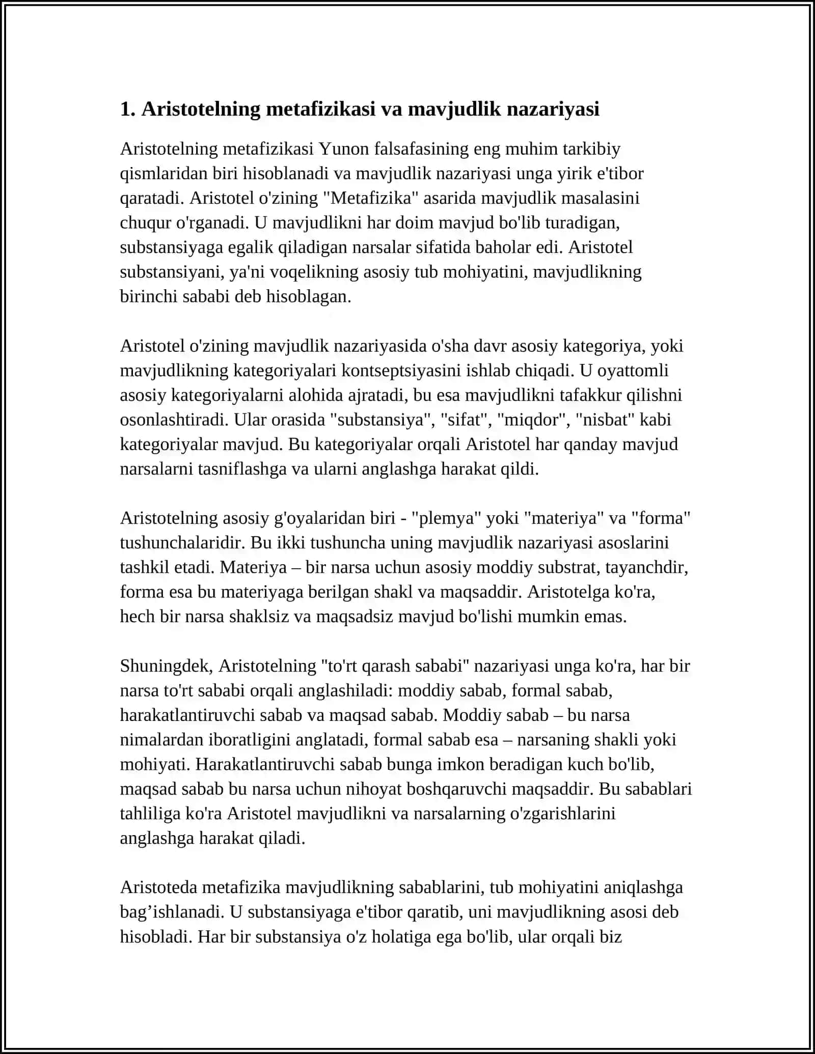 MUMTOZ YUNON FALSAFA ARISTOTEL FALSAFASI 4