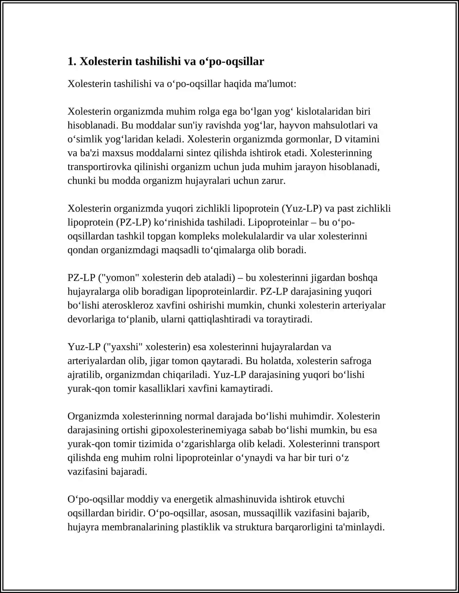 XOLISTIRIN TASHILISHIDA QATNASHUVCHI OPO-OQSILLAR.YOGʻ BOSISH SEMIRISH GIPERLIPIDEMIYA SFINGOLIPIDOZALAR 4