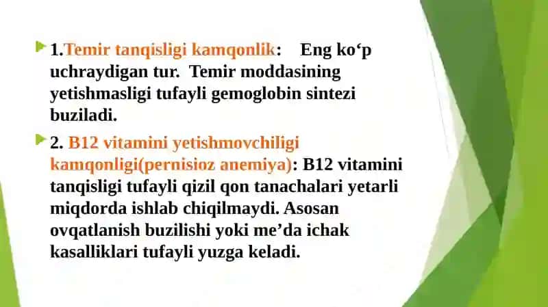 Kamqonlik turlari va sabablari 4