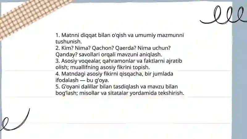 Nasriy asarlar matni ustida ishlash boʻyicha taqdimot 4