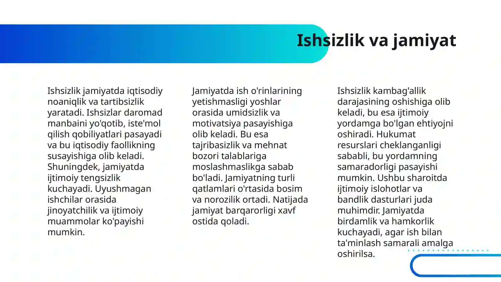 ISHSIZLIKNING KELIB CHIQISH SABABLARI VA NAMOYON BOʻLISH SHAROITLARI 4