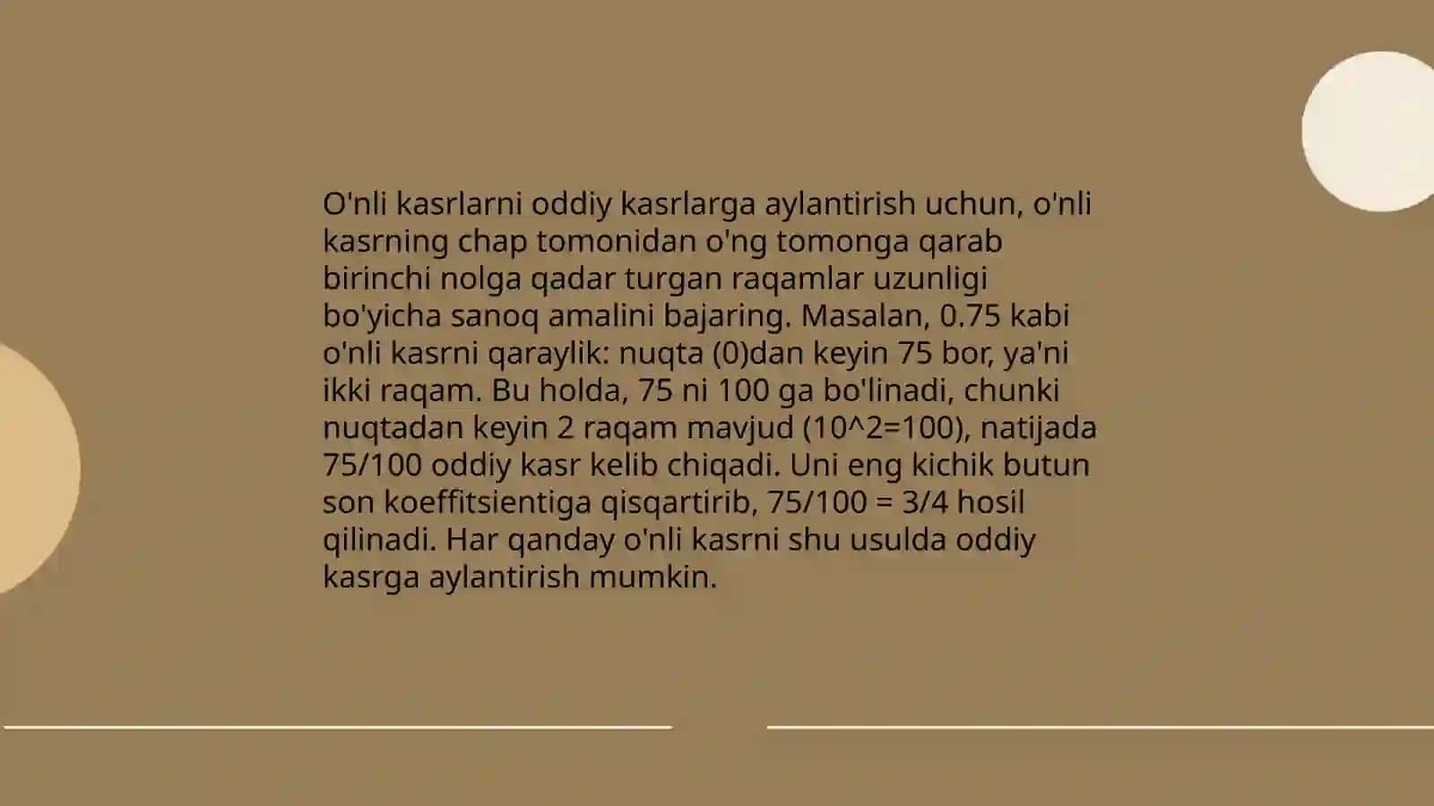 Oʻnli kasrlar va ular ustida arifmetik amallarni bajarish algoritmi 4