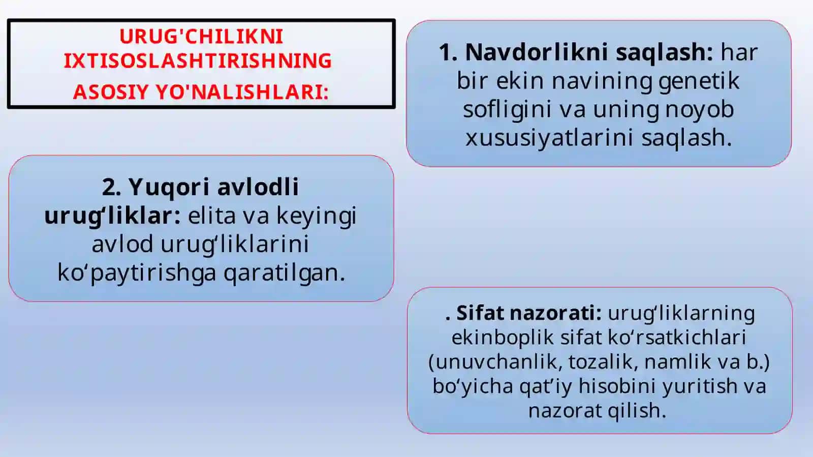 URUG’CHILIKNI IXTISOSLASHTIRISH VA UNI SANOAT ASOSIDA TASHKIL ETISH 4