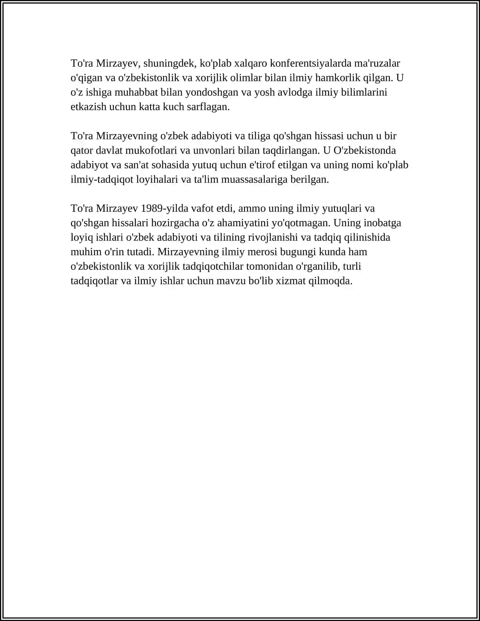 TO'RA MIRZAYEVNING O'ZBEK FOLKLORSHUNOSLIGIGA QO'SHGAN XISSASI 4