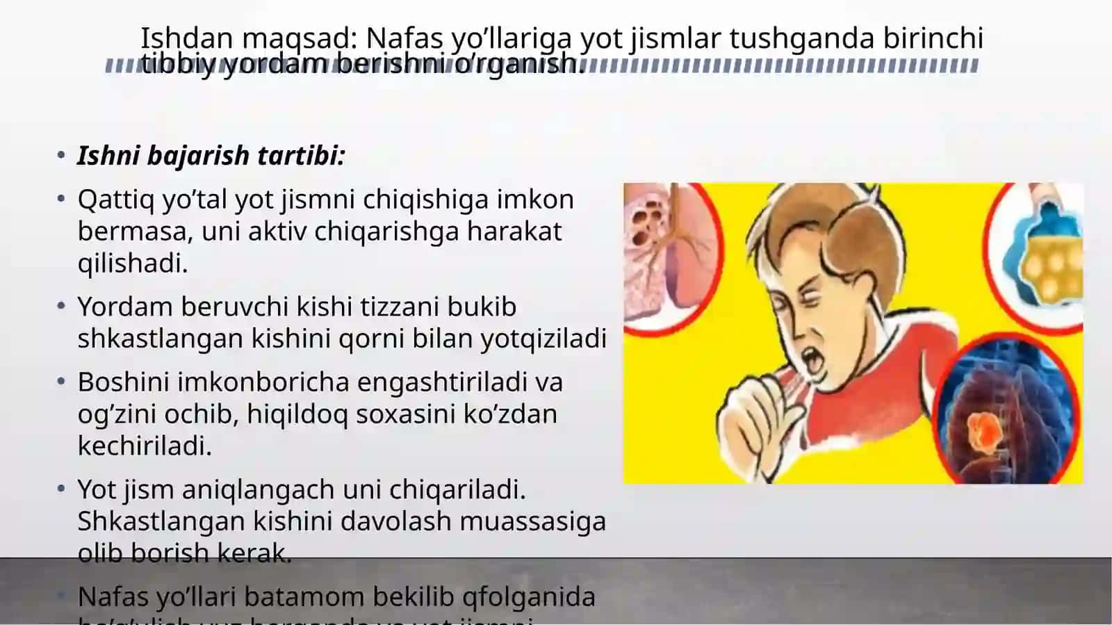 Nafasyo'llariga yot jism tushganda birinchi tibbiy yordam 4