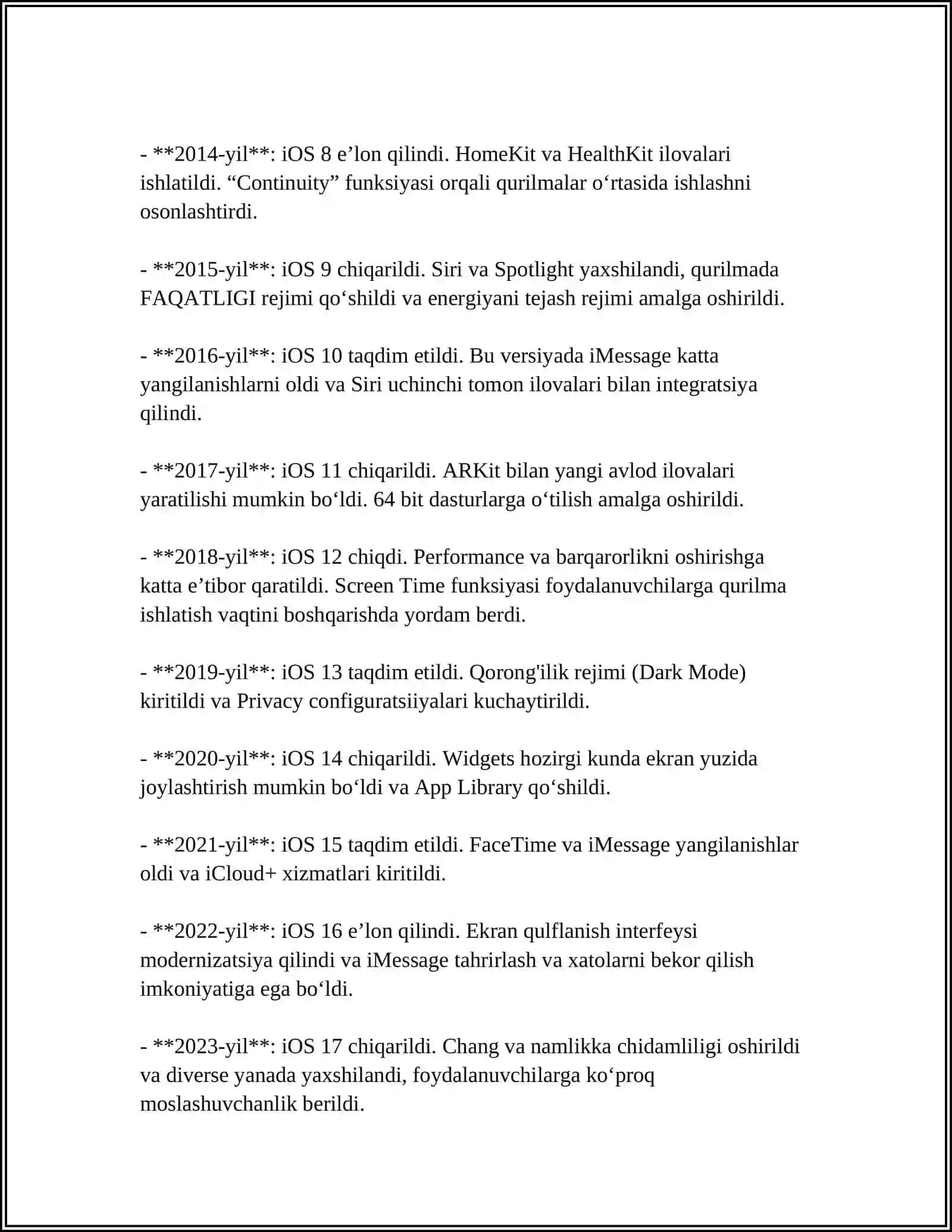 iOS MOBIL OPERATSION TIZIMI 4