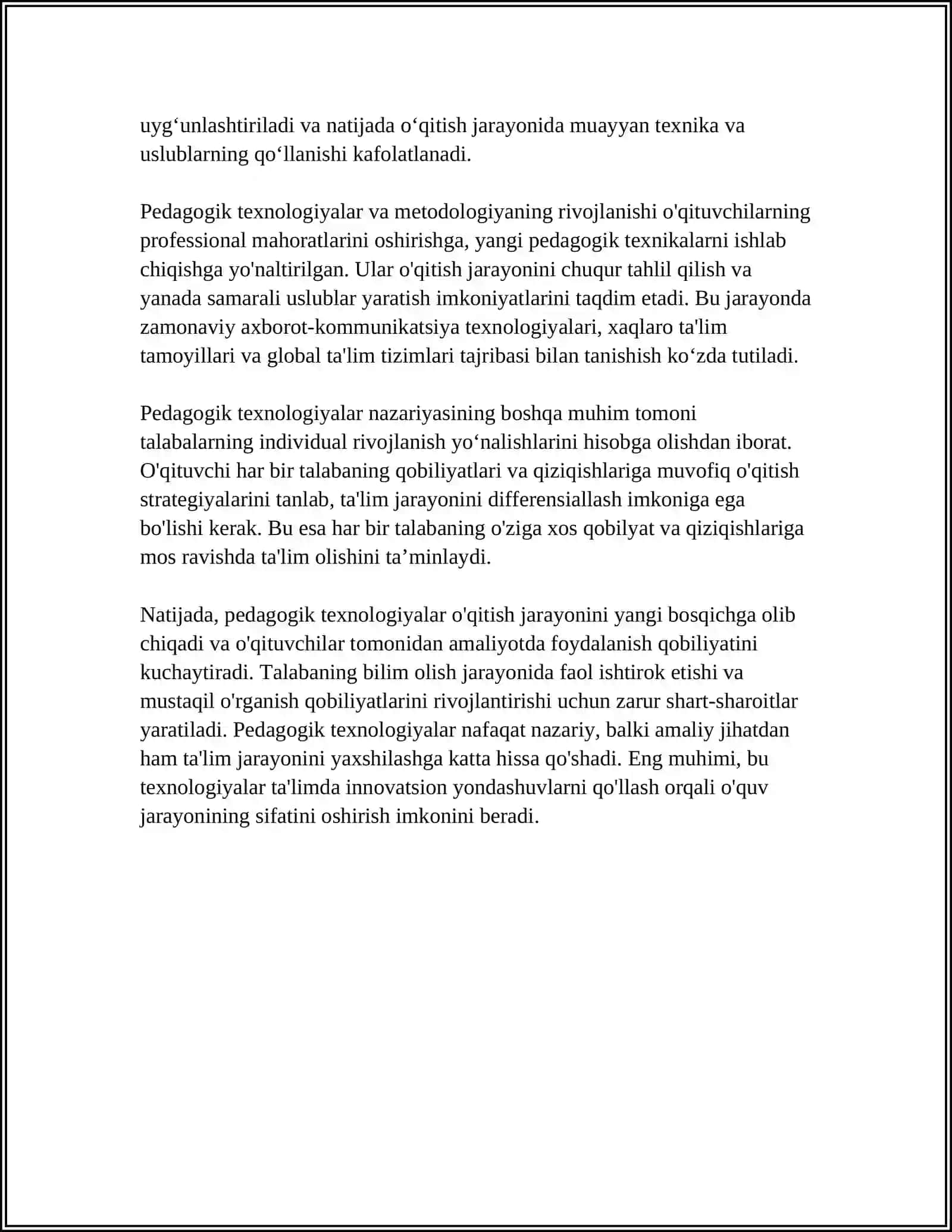 PEDAGOGIK TEXNOLOGIYALAR VA PEDAGOGIK MAHORAT 4