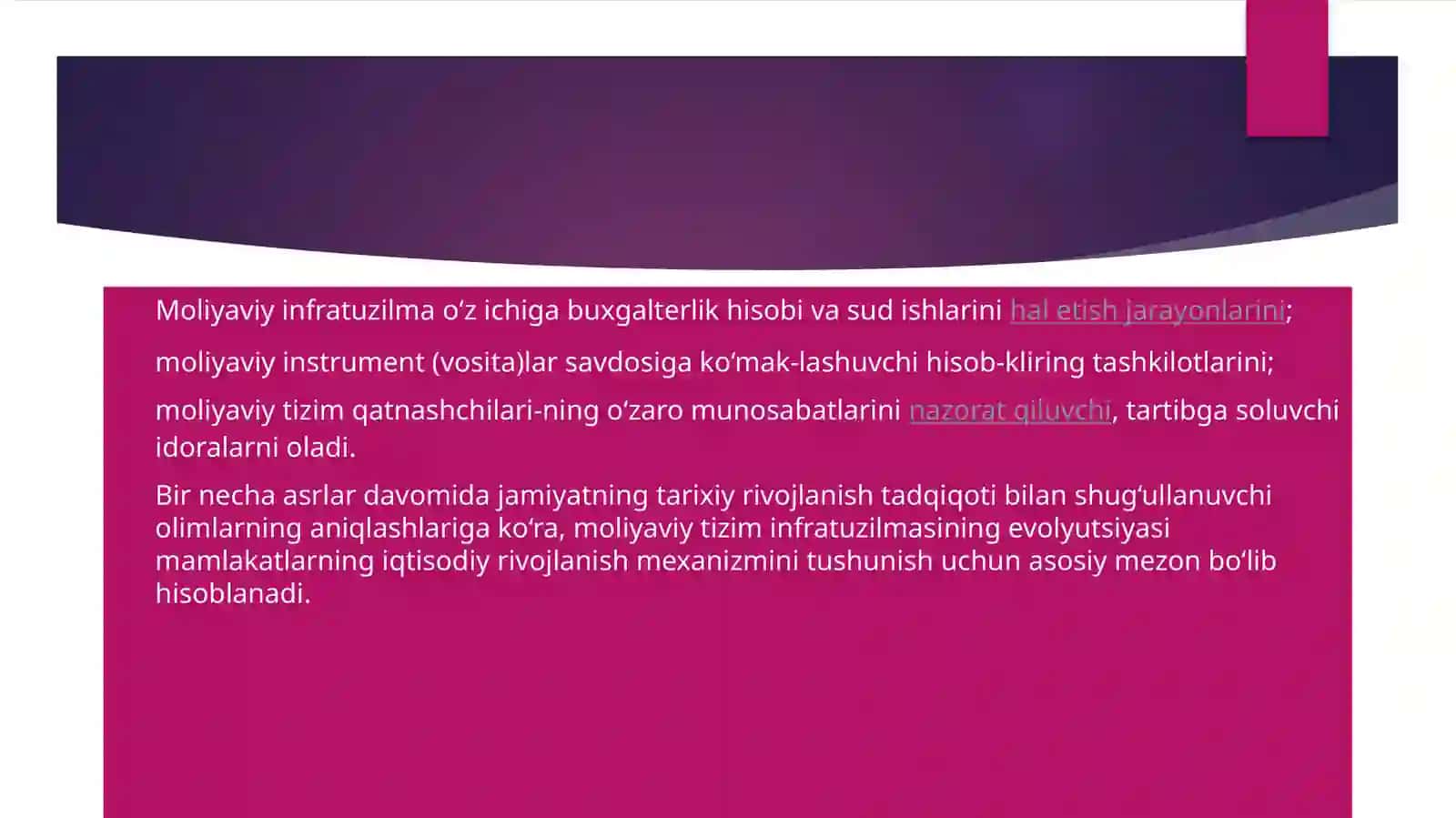 Moliyaviy infratuzilma va moliyaviy tizimni tartibga solish 4