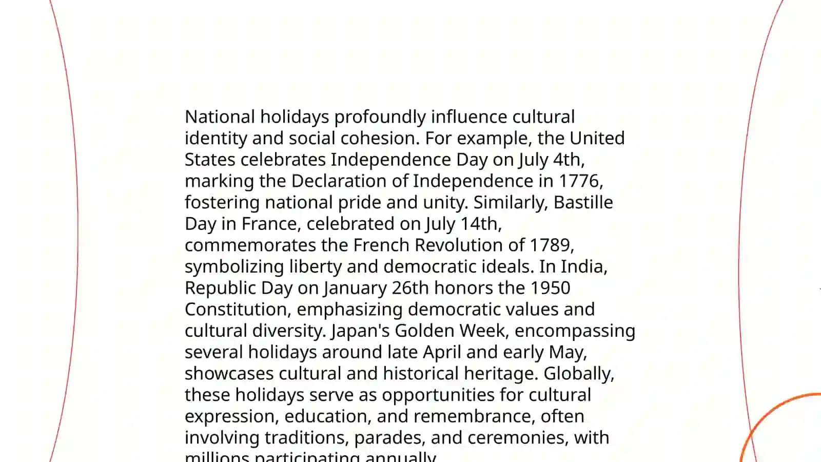 National holidays 4