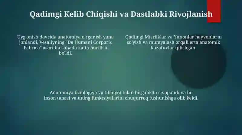 Anatomiya fanining rivojlanish tarixi va boshqa fanlar bilan aloqasi 4