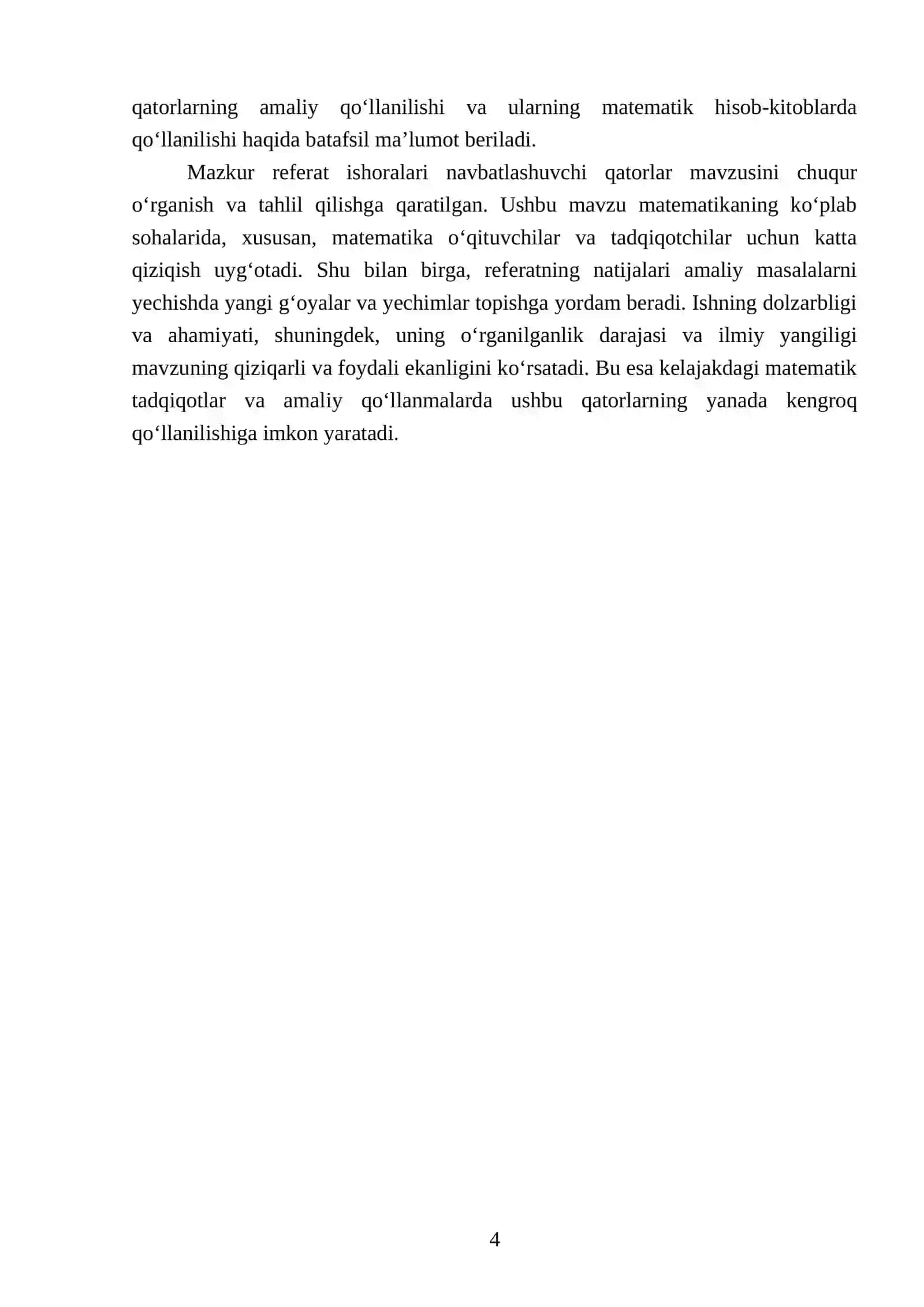 SOBIROV SOBIRJONNING HISOB (CALCULS) FANIDAN TAYYORLAGAN REFERATI 4