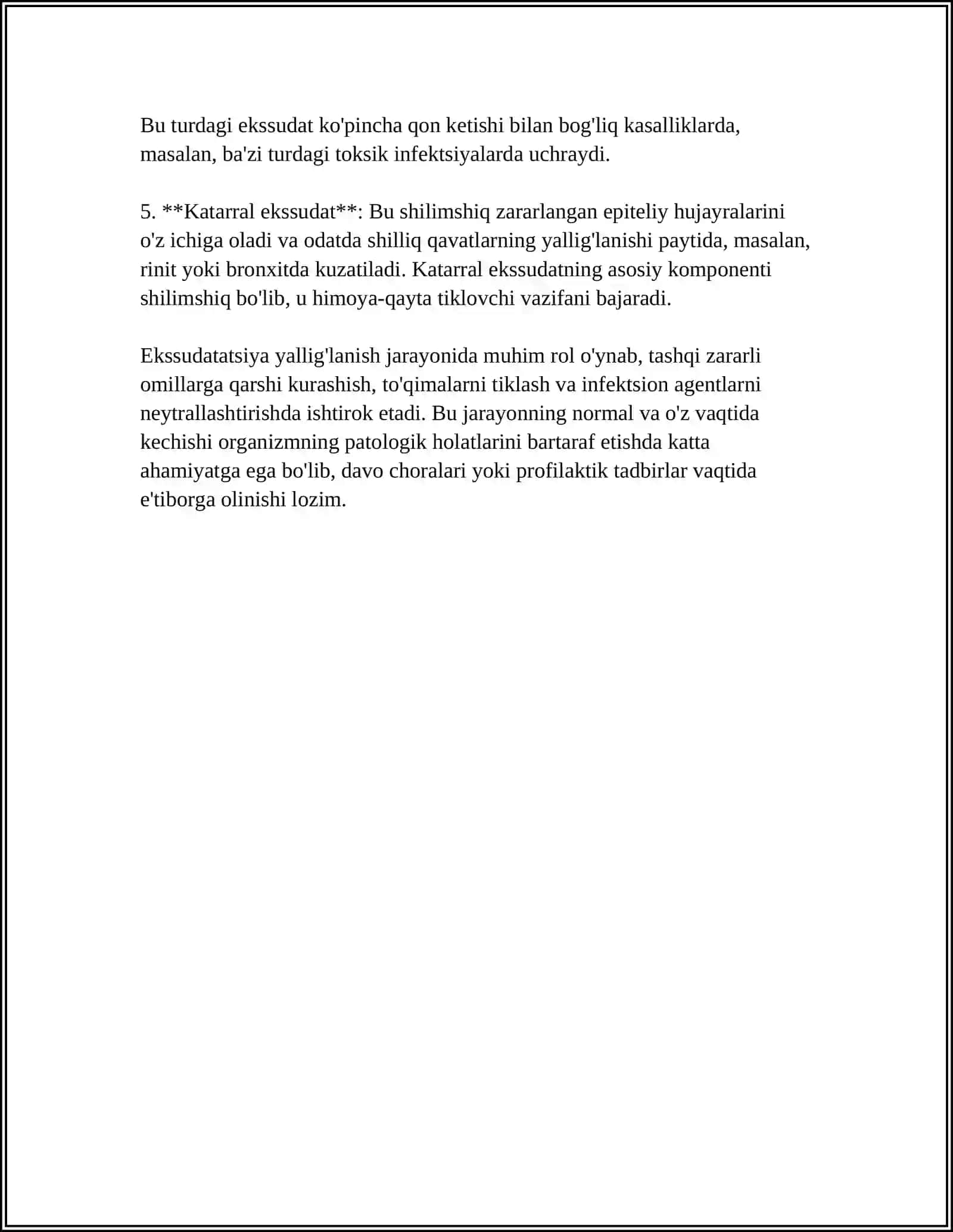 YALLIG'LANISHDA EKSSUDATSIYA VA EMIGRATSIYA HODISALARI. PROLIFERATSIYA 4